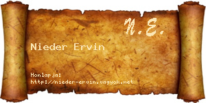 Nieder Ervin névjegykártya